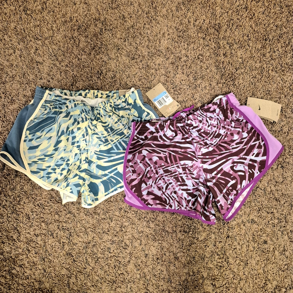 Nike Kids Shorts Set - Teal/Yellow and Purple/Pink Patterns